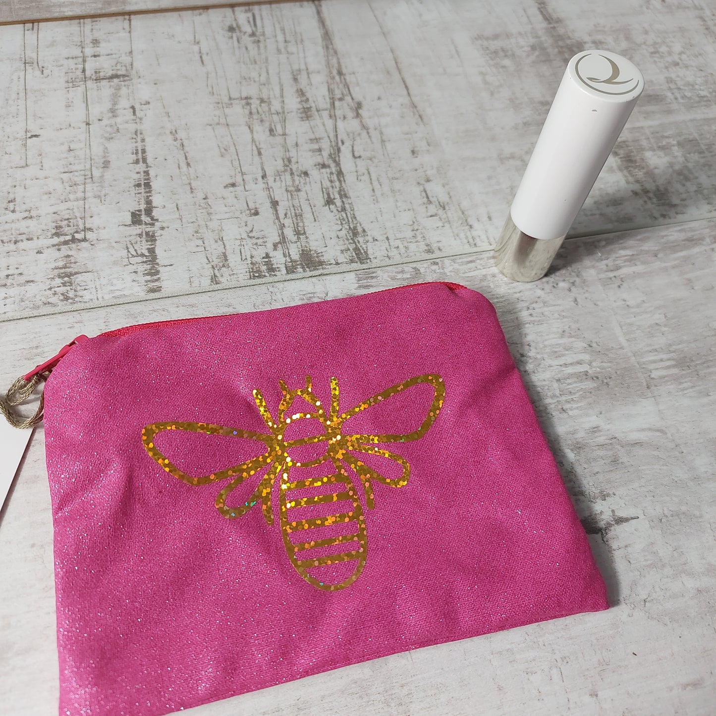 Pink gold glitter bee