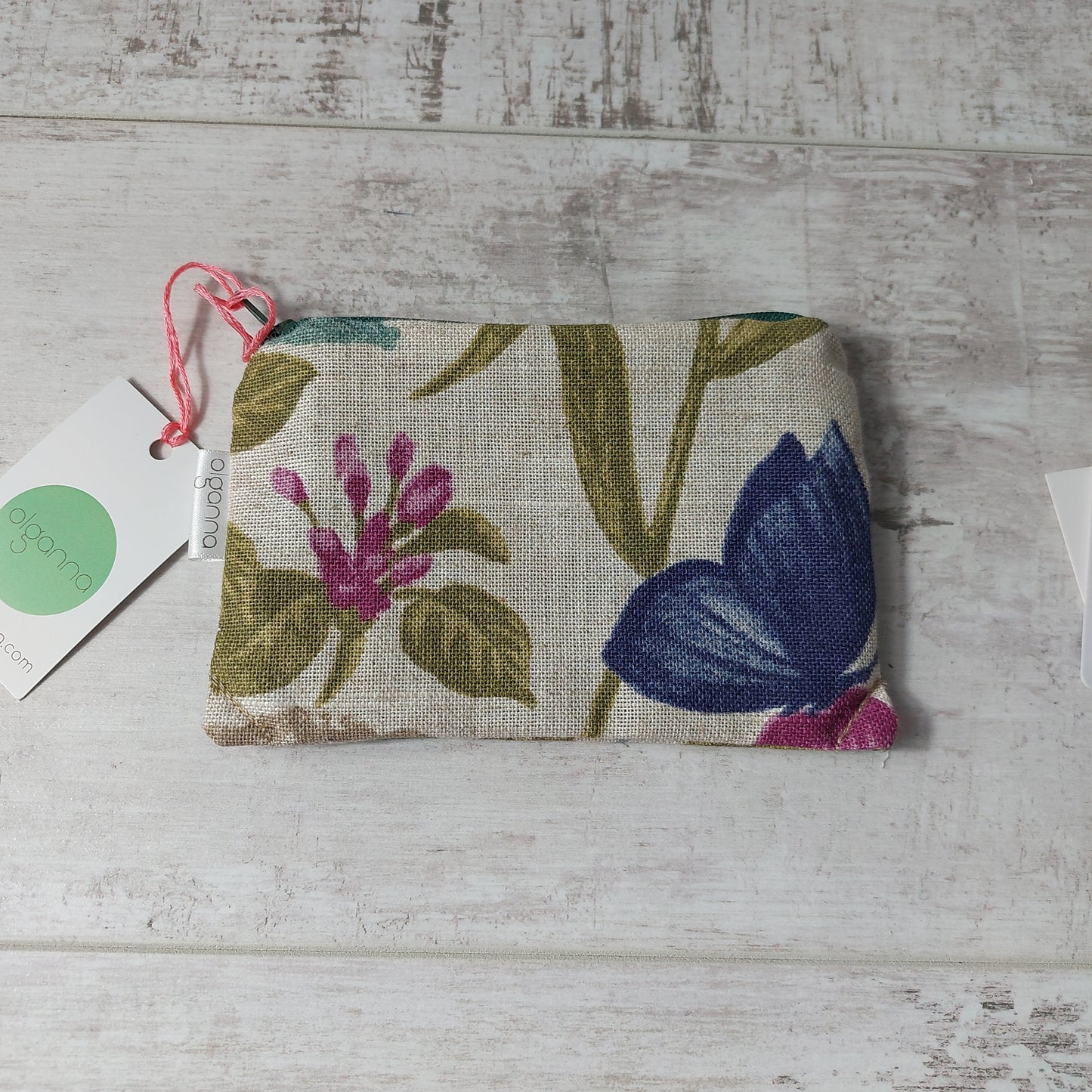 Linen purse with wildflower print