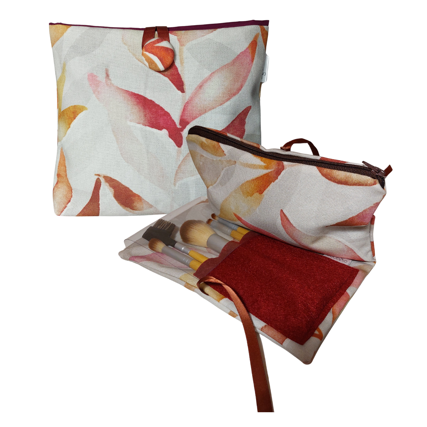 Autumn Leaves Set of Make Up Bags and Brushes Set