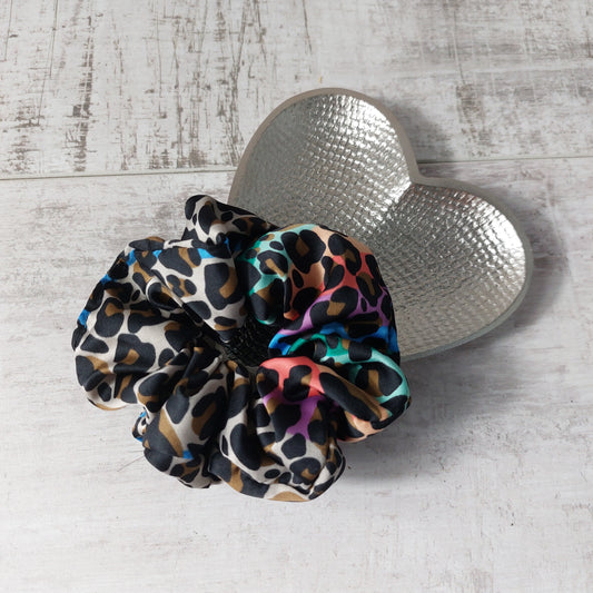 Rainbow Leopard Print Scrunchie