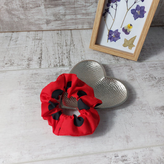 Red with Large Black Spot Scrunchie