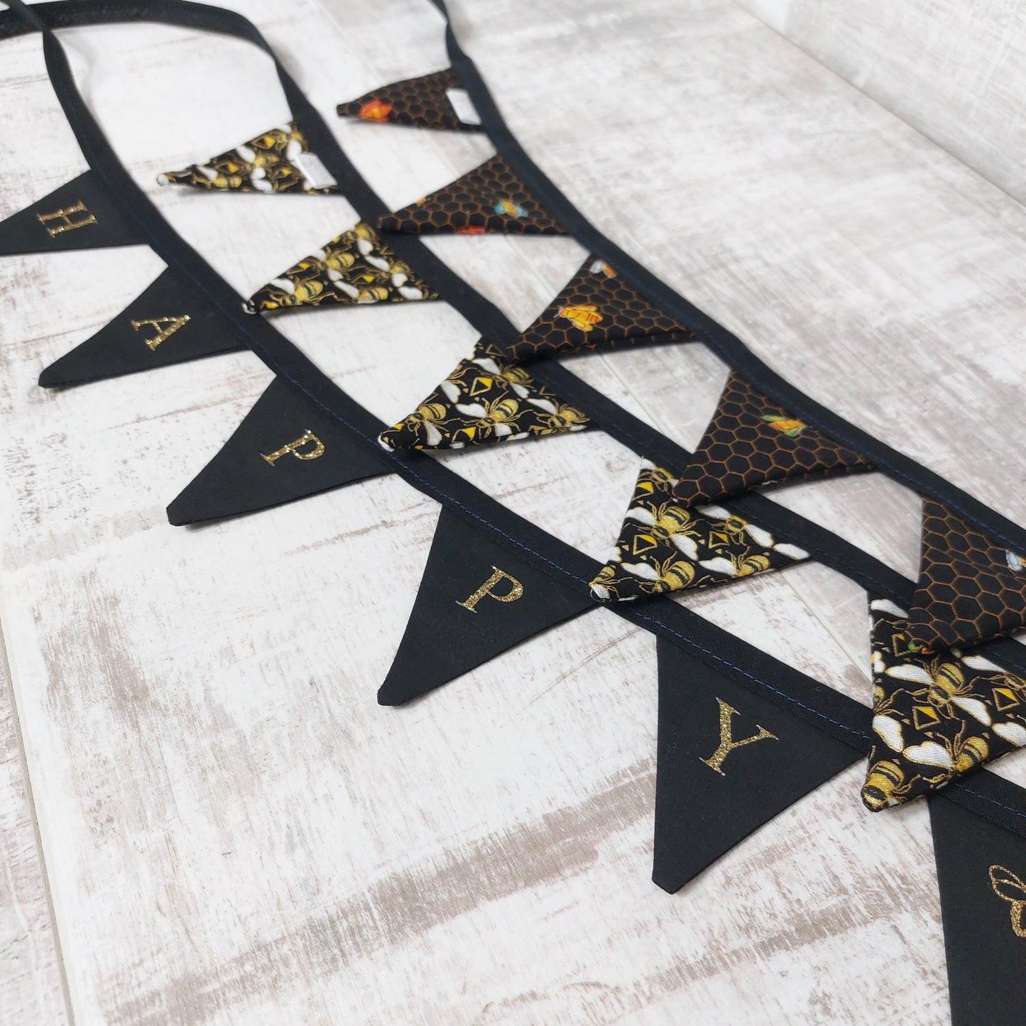 Mini Bunting in Art Deco Bee Print | Elegant Desk or Office Decoration