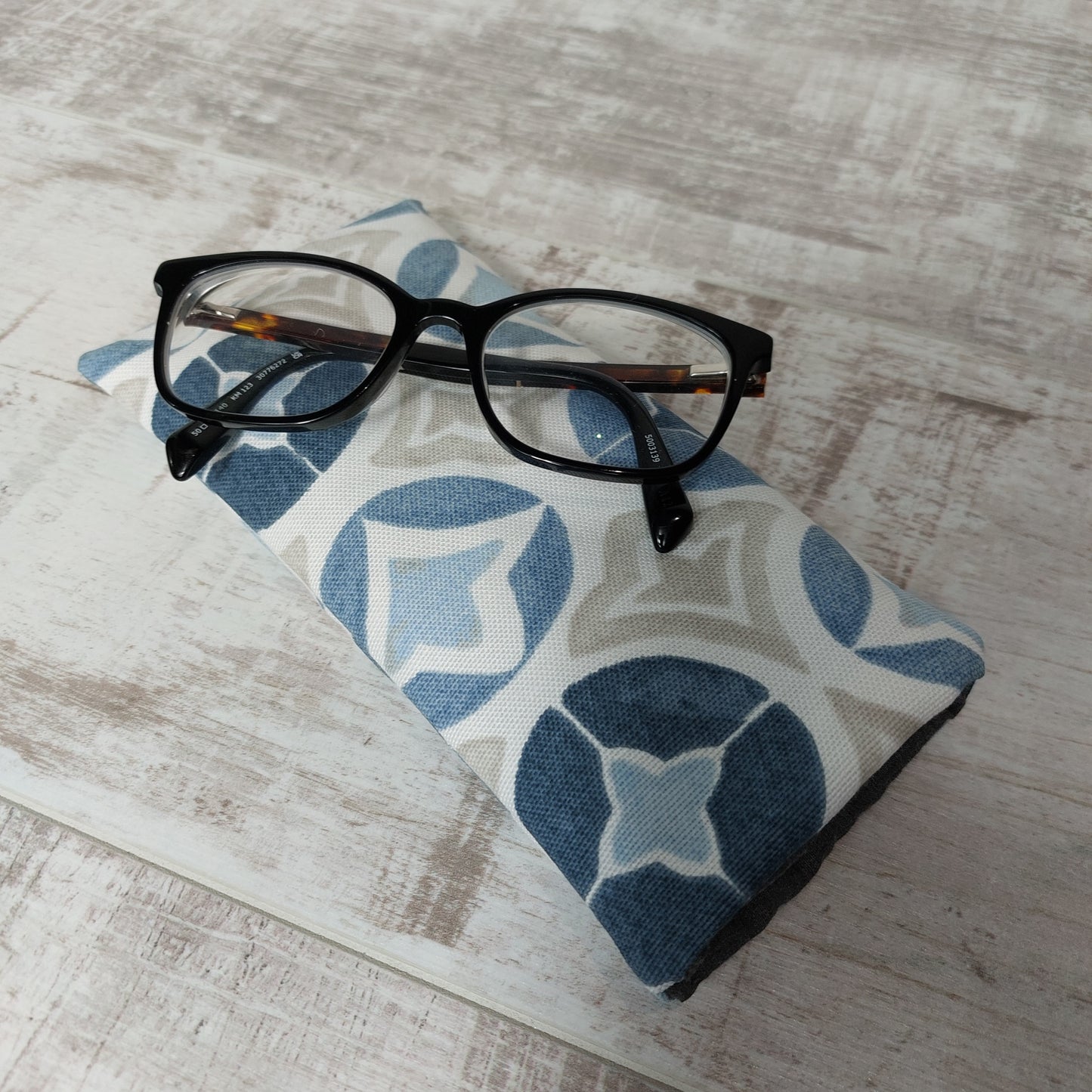Blue and Grey Tile Effect sunglasses case