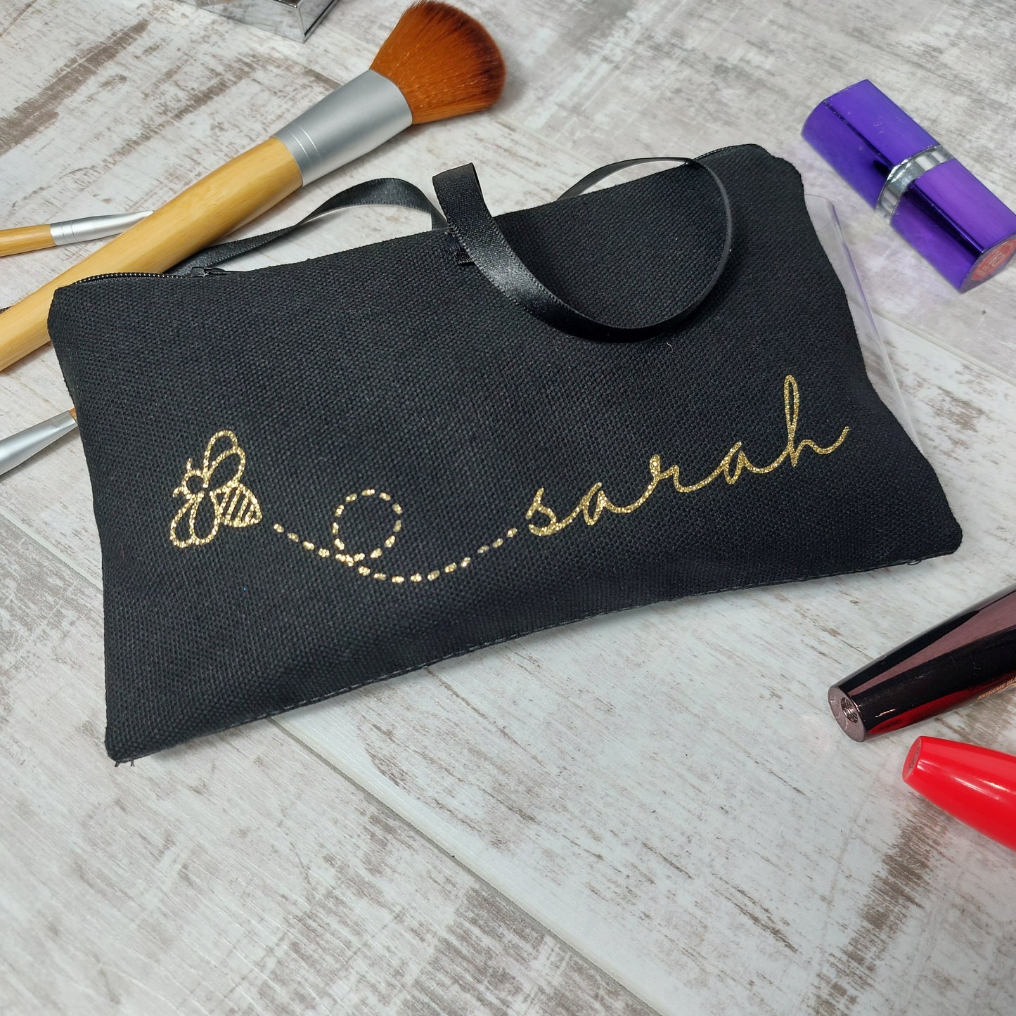 Makeup Wrap with Bamboo Brushes | Personalized Travel Makeup Organizer