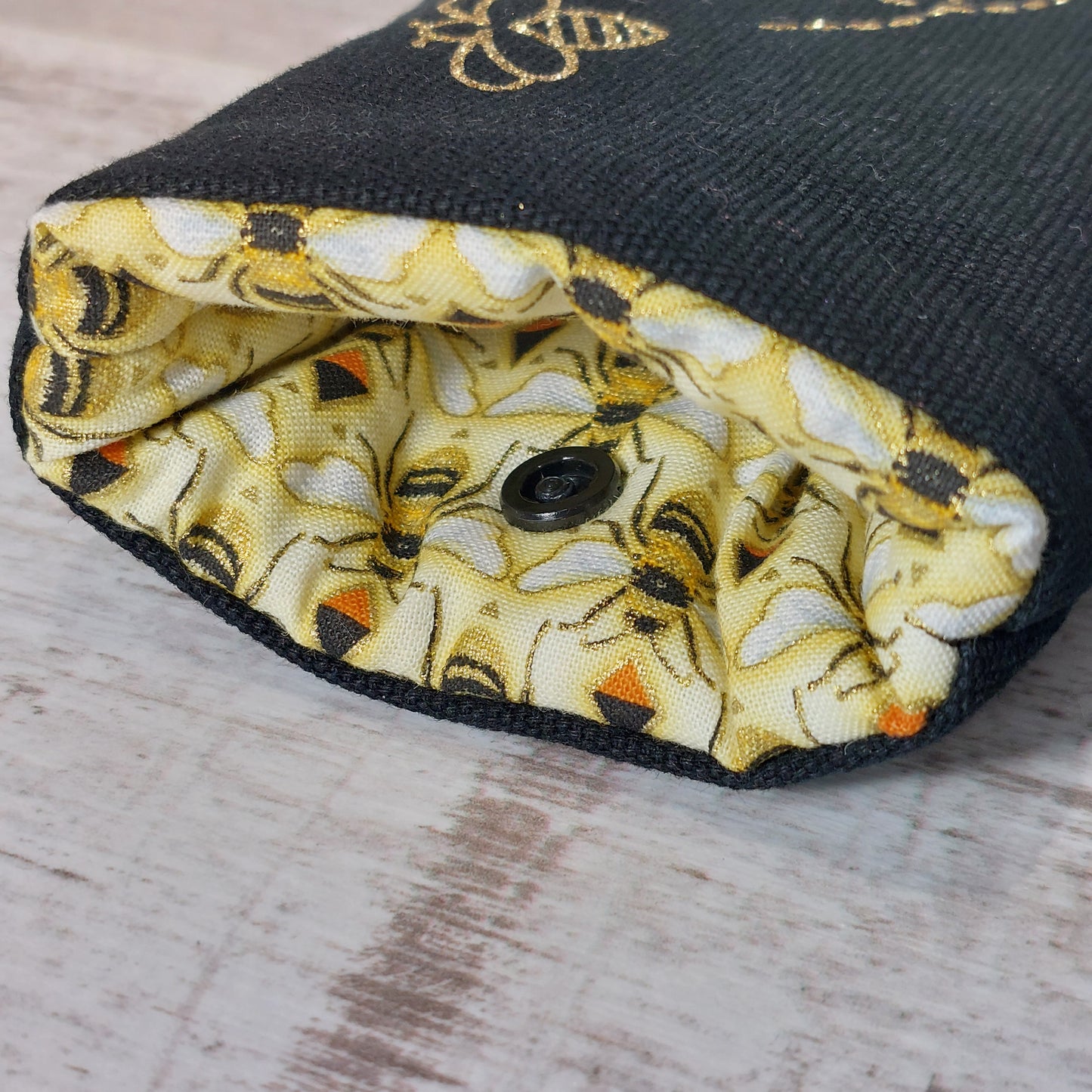 Personalized Padded Glasses Case | Black and Gold Bee Design Soft Padded Case