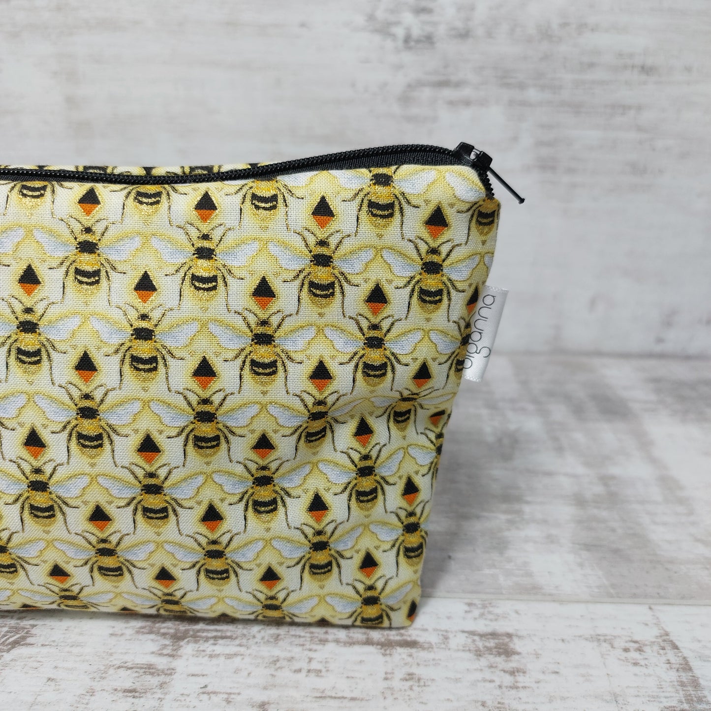 Small Zip Makeup Bag with Bee Print | Stylish Pouch for Makeup and Essentials