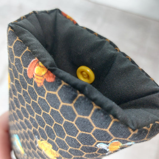 Padded Glasses Case in Honeycomb Bee Print | Protective Snap-Fastening Eyewear Pouch