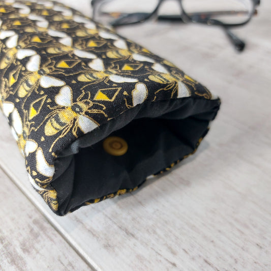 Padded Glasses Case in Art Deco Print | Stylish Snap-Fastening Eyewear Protector