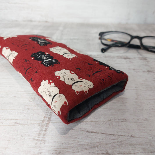 Red Lucky Cat Glasses Case