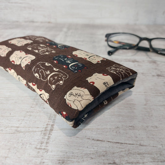 Lucky Cat Glasses Case Chocolate Brown