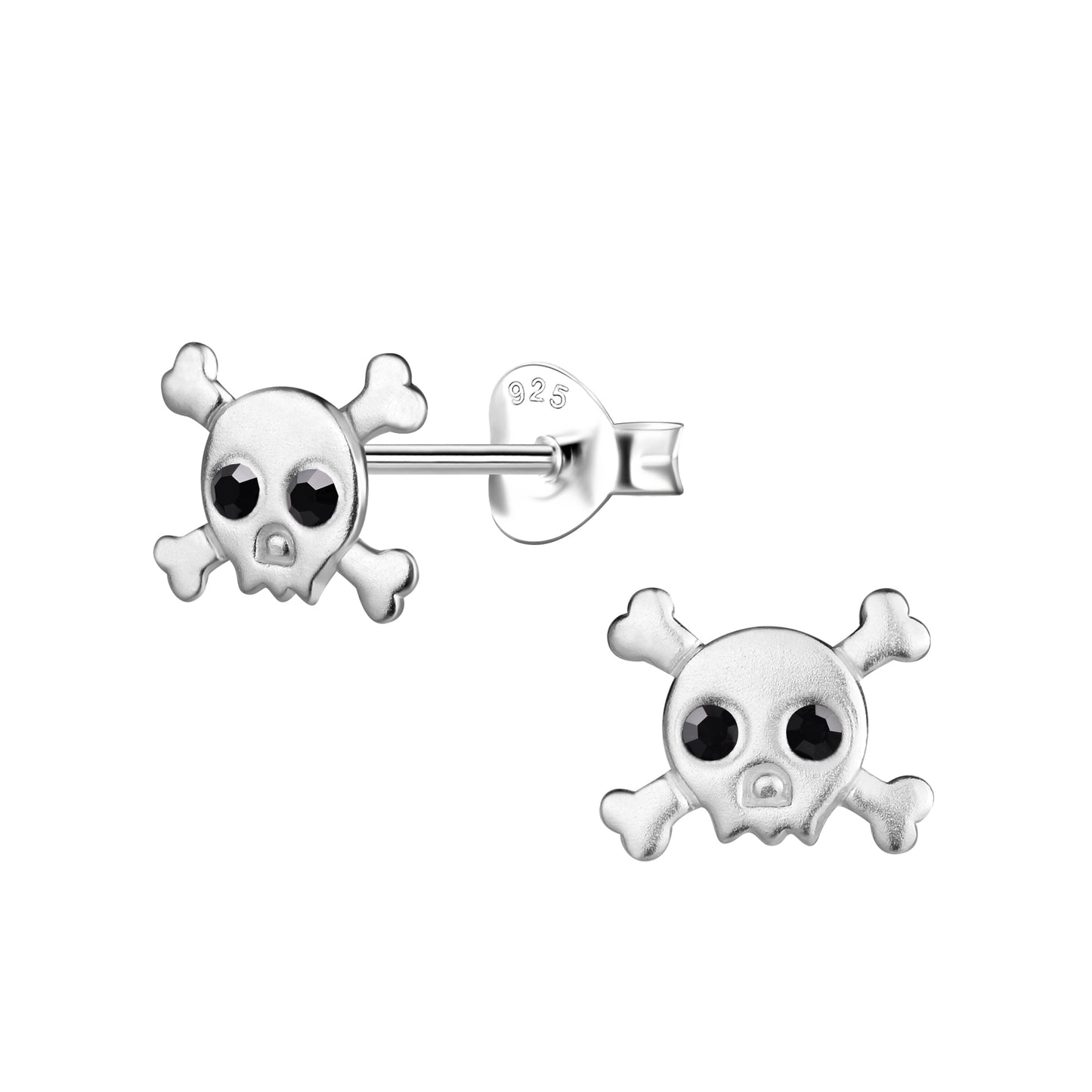 Sterling Silver Skull and Crossbones Stud Earrings