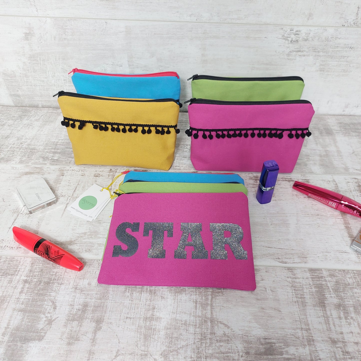 'Star' Pink Make Up Pouch with zip