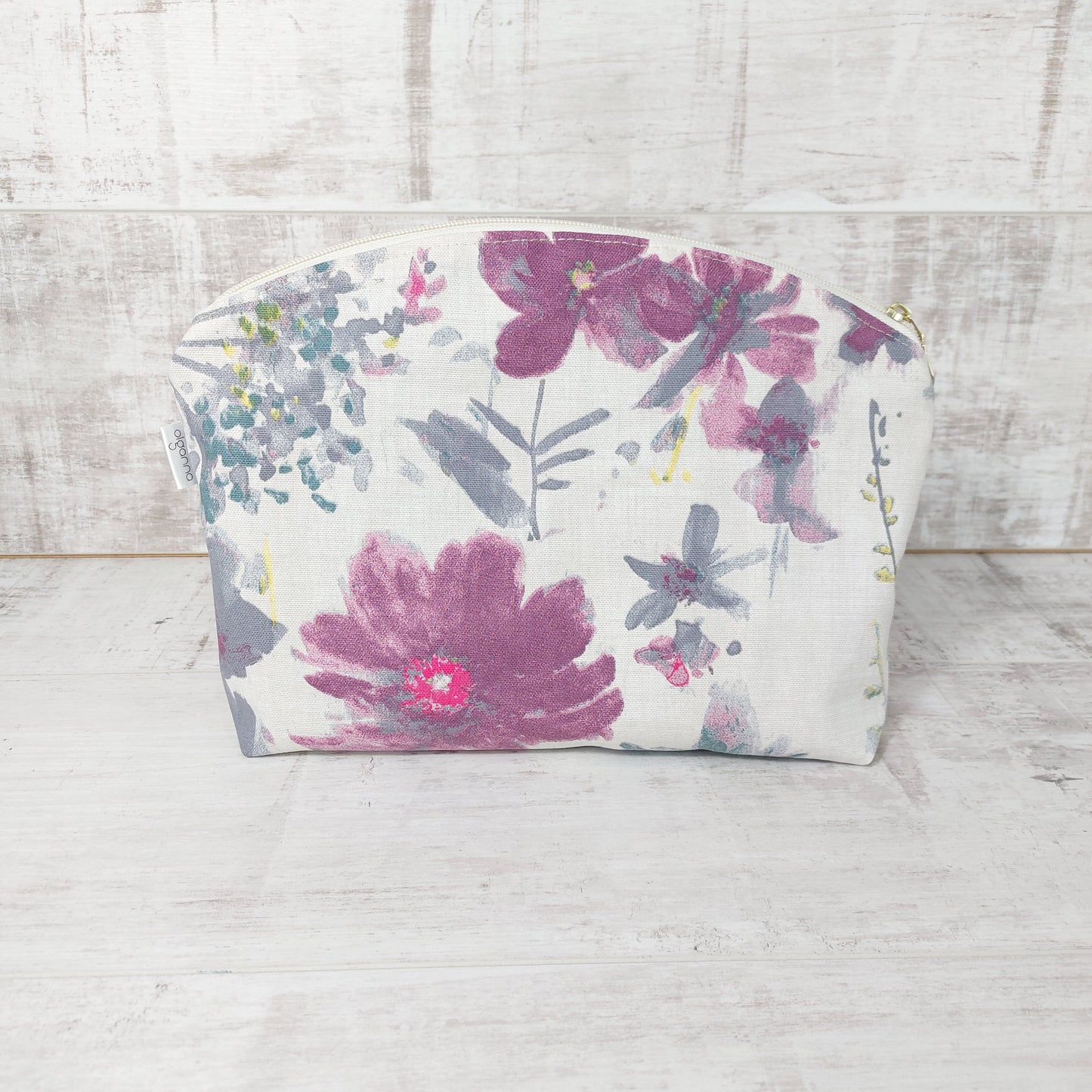 Large Watercolour Floral Makeup Bag – Elegant and Spacious with Teal Lining