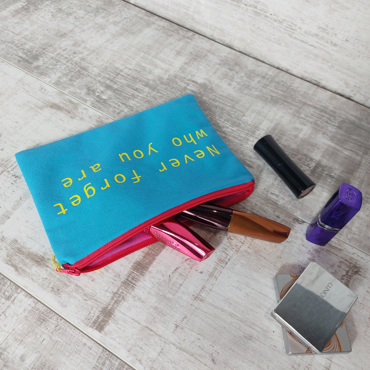 'Never Forget Who You Are' Make Up Pouch with Zip Fastening