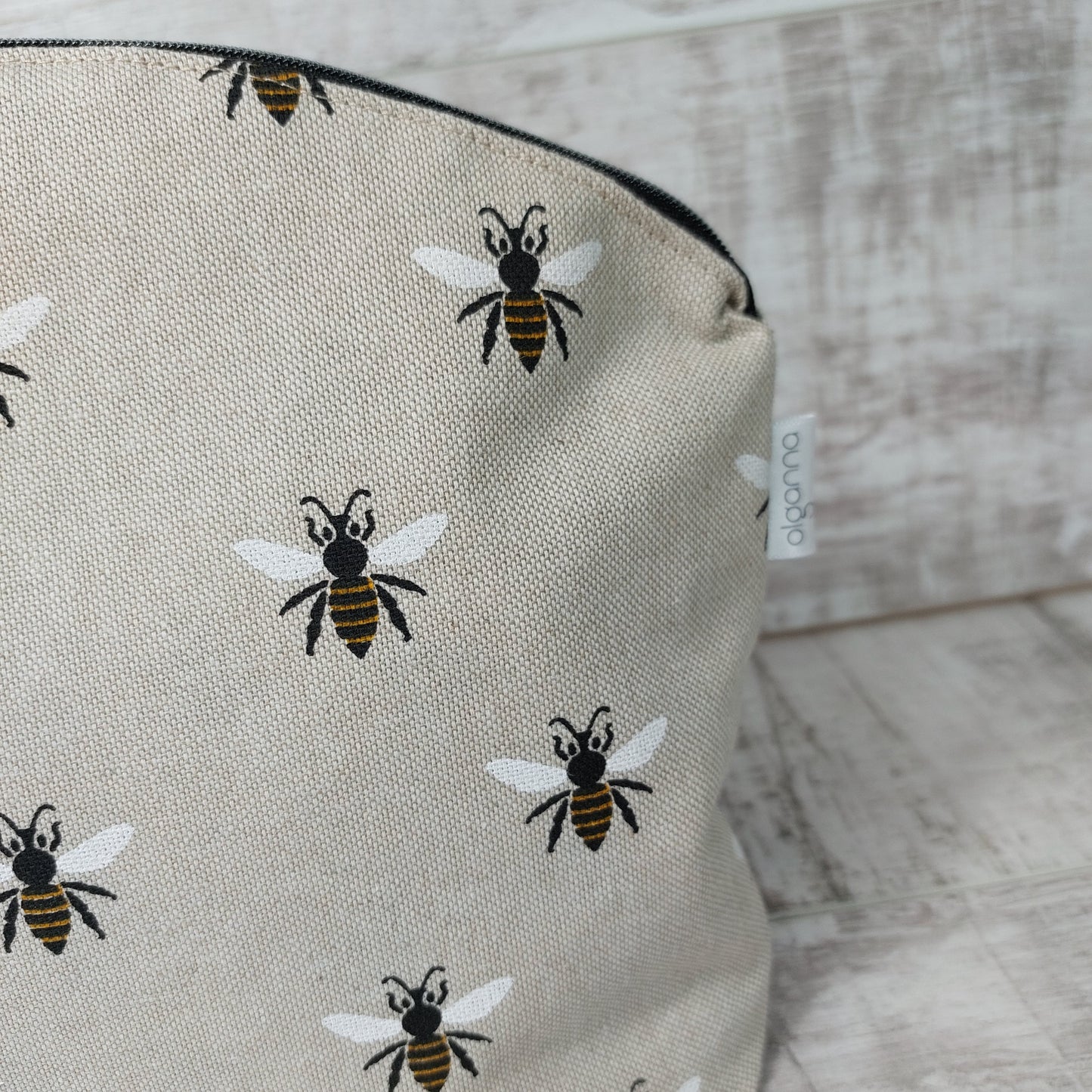 Large Bee Print Makeup Bag – Spacious with Honeycomb Lining