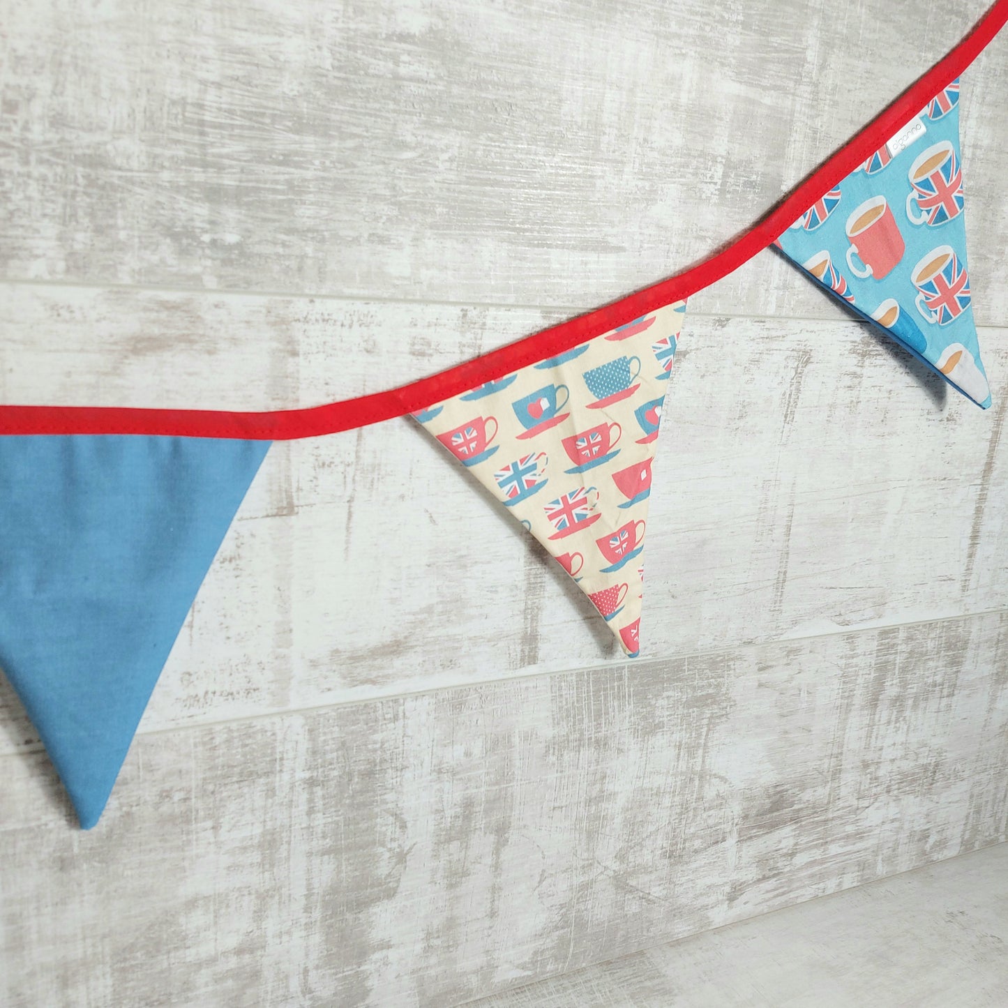 Blue and cream bunting flags for the Queens jubilee