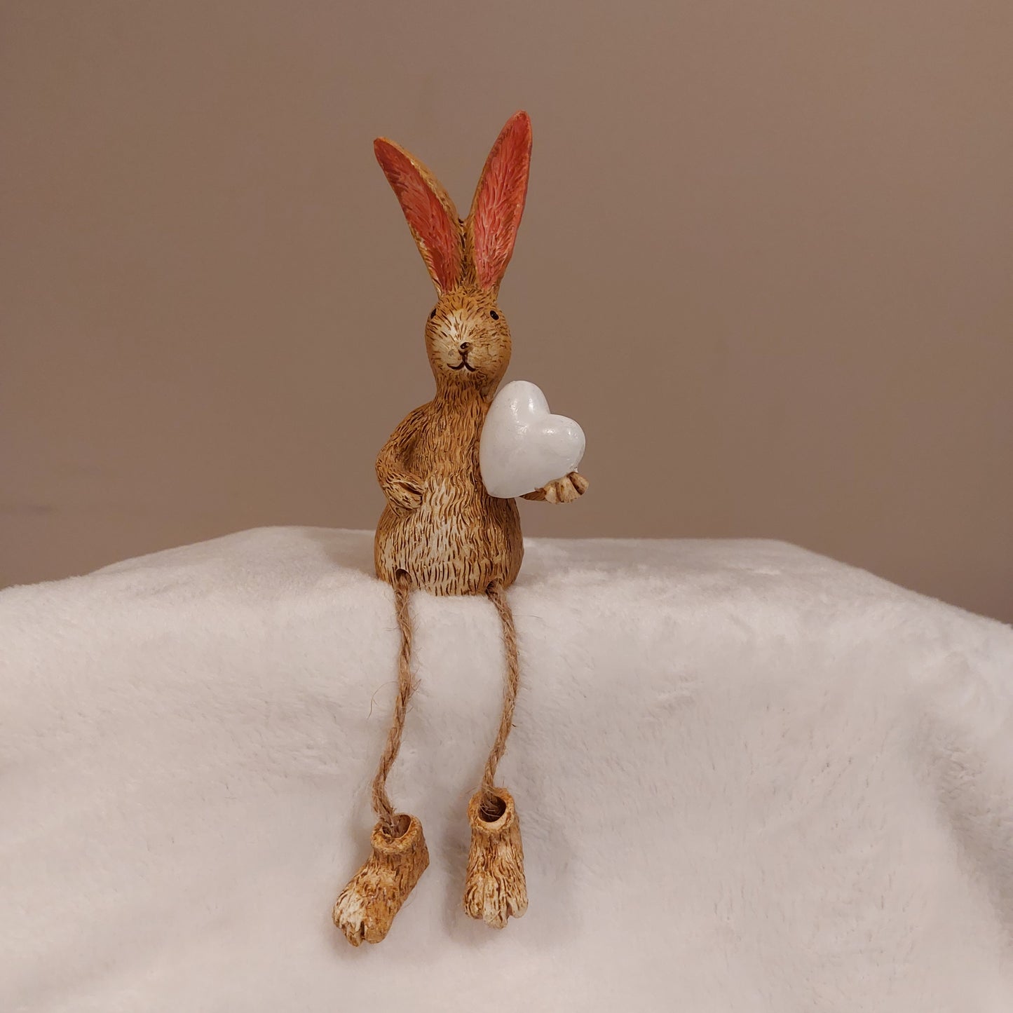 Bunny Holding a Heart with Large Ears Detail