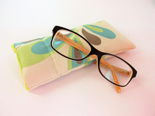 Glasses Case - Padded with Aqua Swirl Design - Olganna